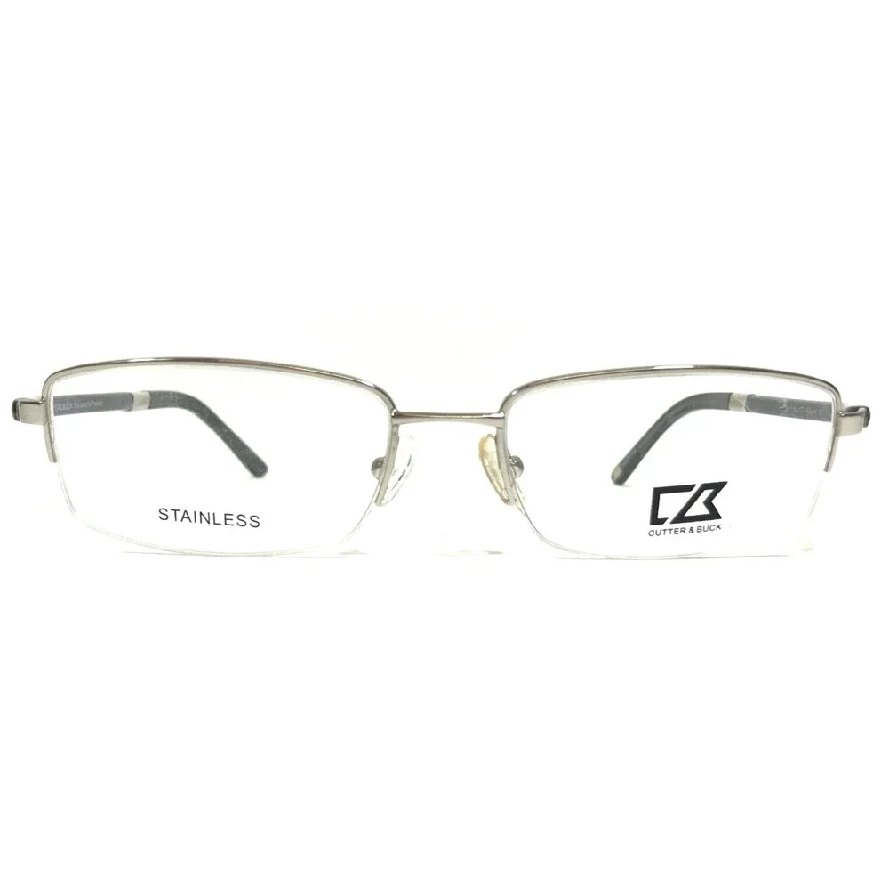Cutter & Buck Eyeglasses Frames Sycamore Pewter Silver Rectangular 54-17-140